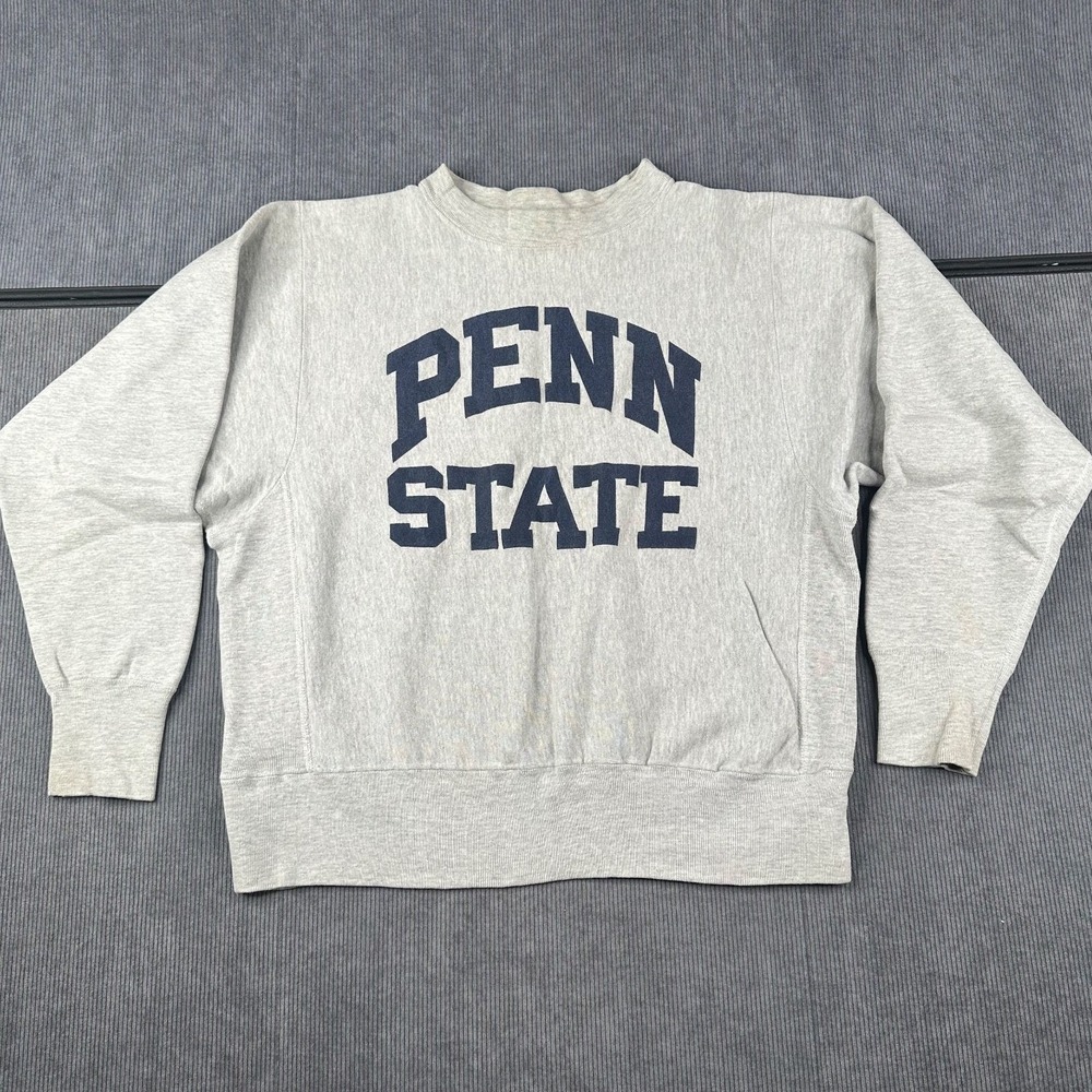 Vintage Penn State Sweatshirt Gray Reverse Weave Style Go For The Gold Large USA